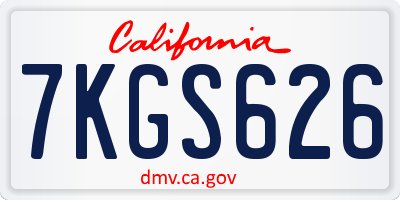 CA license plate 7KGS626