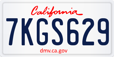 CA license plate 7KGS629