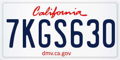 CA license plate 7KGS630