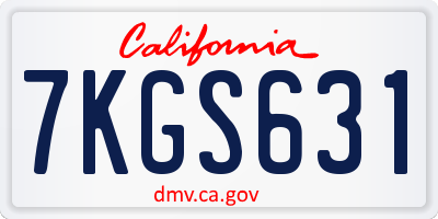 CA license plate 7KGS631