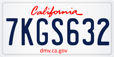 CA license plate 7KGS632