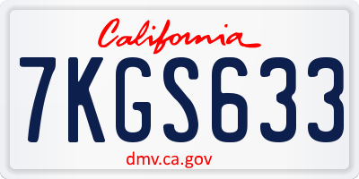 CA license plate 7KGS633