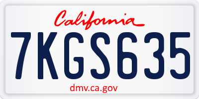 CA license plate 7KGS635