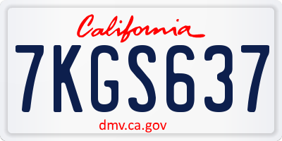 CA license plate 7KGS637