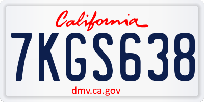 CA license plate 7KGS638