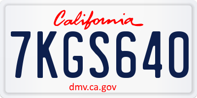 CA license plate 7KGS640