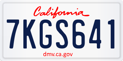 CA license plate 7KGS641