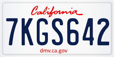 CA license plate 7KGS642