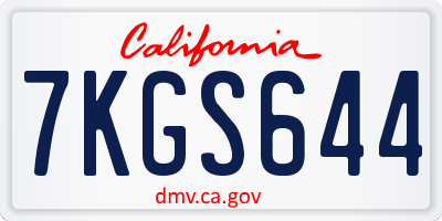 CA license plate 7KGS644