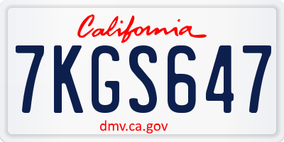 CA license plate 7KGS647