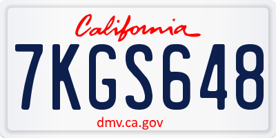 CA license plate 7KGS648
