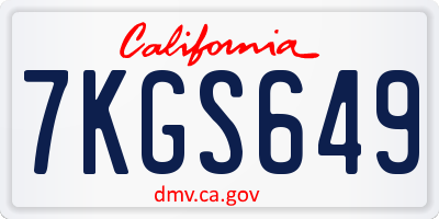 CA license plate 7KGS649