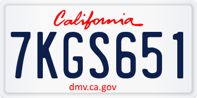 CA license plate 7KGS651