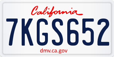 CA license plate 7KGS652