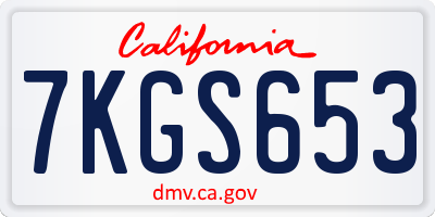 CA license plate 7KGS653