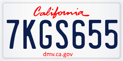 CA license plate 7KGS655