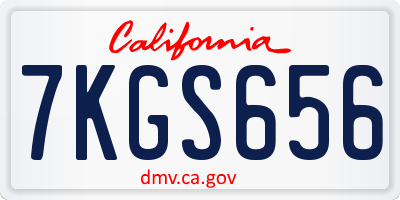 CA license plate 7KGS656