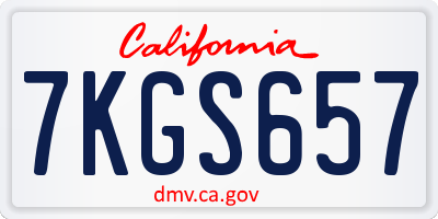 CA license plate 7KGS657