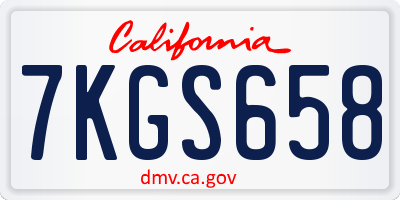 CA license plate 7KGS658