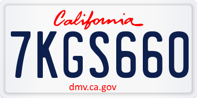 CA license plate 7KGS660