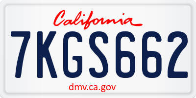 CA license plate 7KGS662