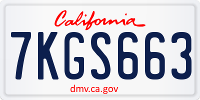 CA license plate 7KGS663
