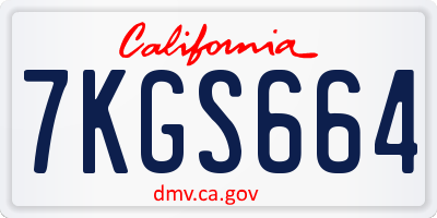 CA license plate 7KGS664