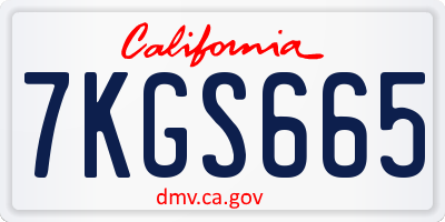 CA license plate 7KGS665