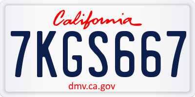 CA license plate 7KGS667