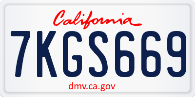 CA license plate 7KGS669