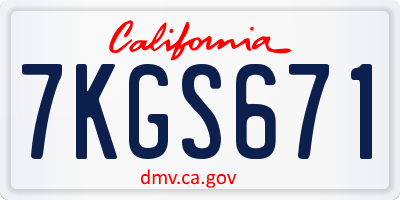 CA license plate 7KGS671