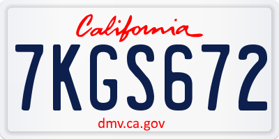 CA license plate 7KGS672