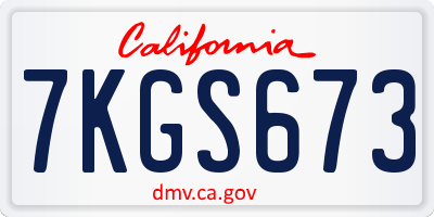 CA license plate 7KGS673