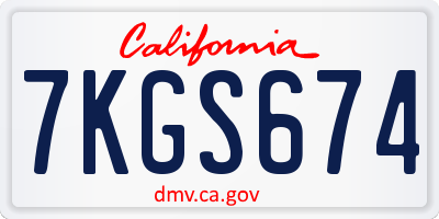 CA license plate 7KGS674