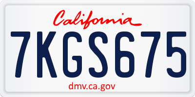 CA license plate 7KGS675