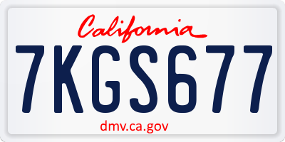 CA license plate 7KGS677