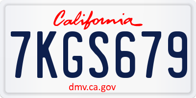 CA license plate 7KGS679