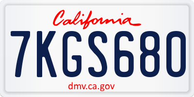 CA license plate 7KGS680