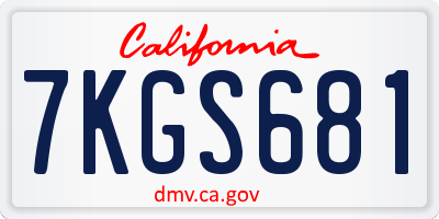 CA license plate 7KGS681
