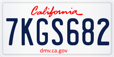 CA license plate 7KGS682