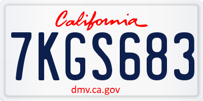 CA license plate 7KGS683