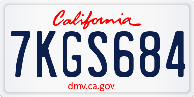CA license plate 7KGS684