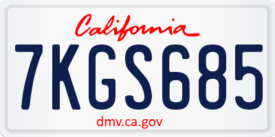 CA license plate 7KGS685