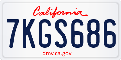 CA license plate 7KGS686