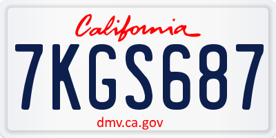 CA license plate 7KGS687