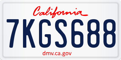 CA license plate 7KGS688