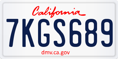 CA license plate 7KGS689
