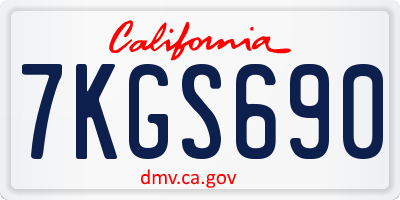 CA license plate 7KGS690