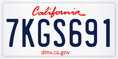 CA license plate 7KGS691