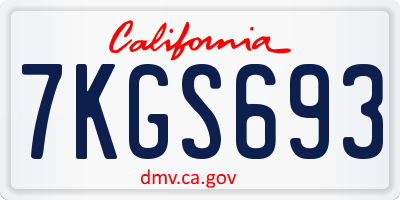 CA license plate 7KGS693
